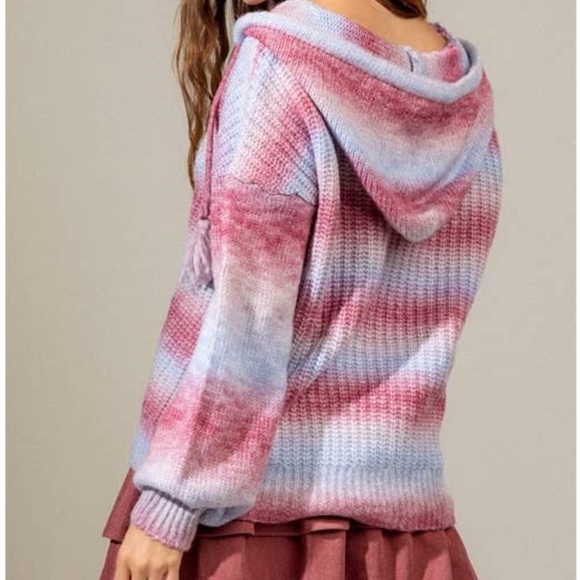 Love Riche V-Neck Hooded Sweater in Pink and Gray NWTS NEW - Picture 10 of 11